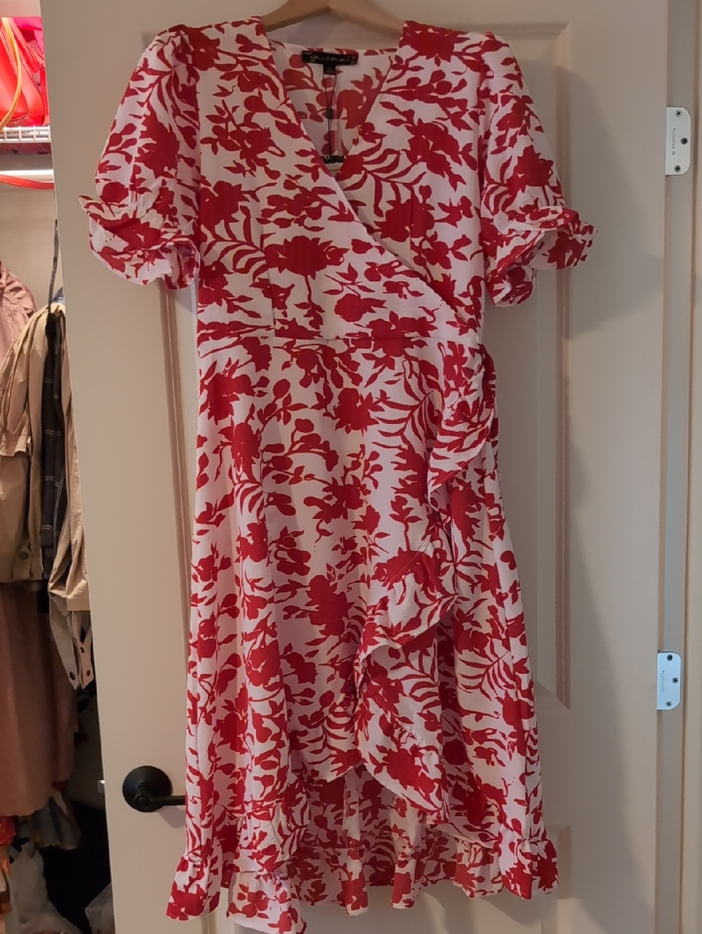Red Floral Wrap Dress - Alex And Parker